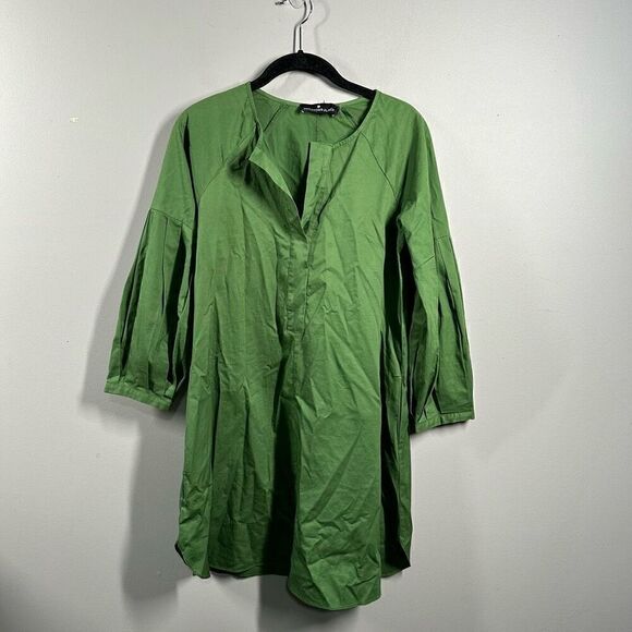 Tuckernuck Pomander Place ballon lantern sleeve green Maisie poplin tunic mini s - Picture 2 of 12
